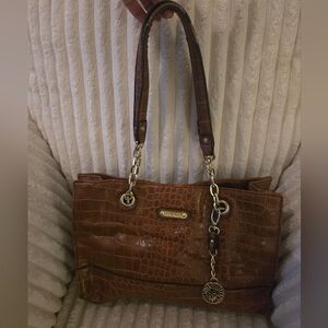 Anne Klein Brown Shoulder Bag Croc Embossed